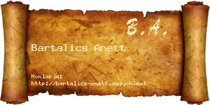 Bartalics Anett névjegykártya